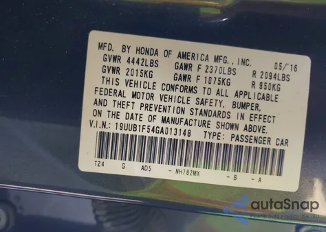 2016 Acura Tlx Tech z USA, uszkodzony, nr VIN 19UUB1F54GA013148